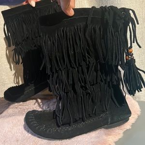Black Fringe Boots